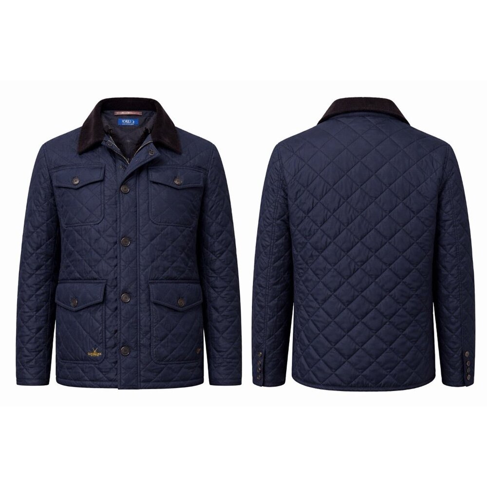 Polo Ralph Lauren Quilted Field Jacket Navy Mens M Leather Trim 44” Chest